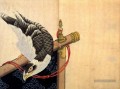 Faucon sur un stand de cérémonie Katsushika Hokusai ukiyoe